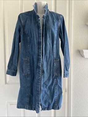 Women's Mid-Blue Longline Denim Jacket